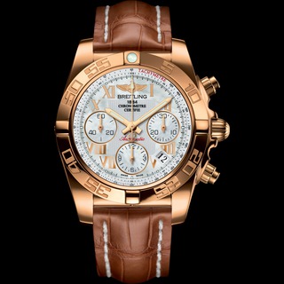 Buy Discount Breitling Chronomat 41 Rose Gold watch Brown Alligator